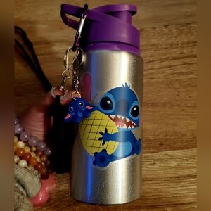 Silver Water Bottle with Stitch Design